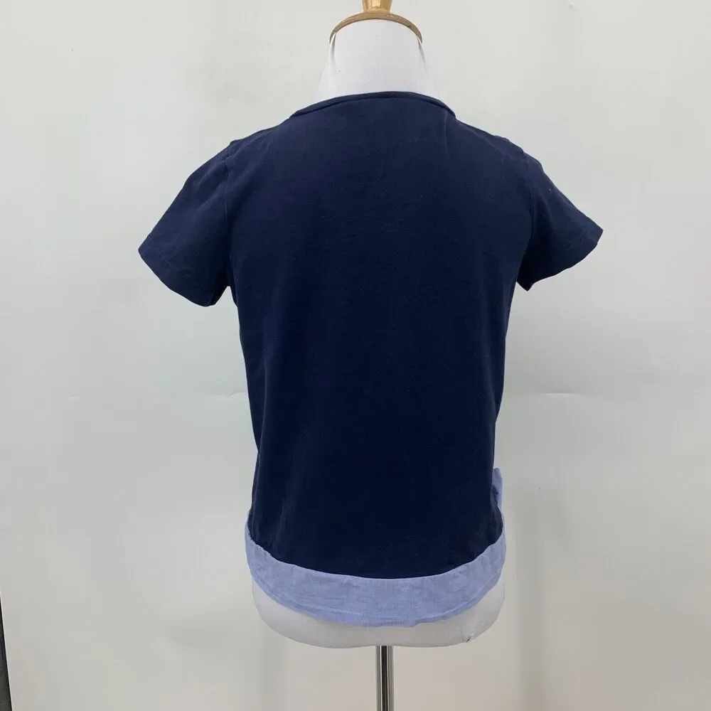J Crew Side Tie T Shirt Womens XS Extra Small Ribbon Trim Short Sleeve Tee *READ